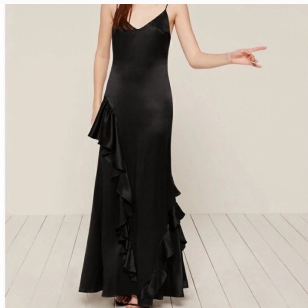 NWOT Reformation Angelica Ruffle Silk Maxi Dress